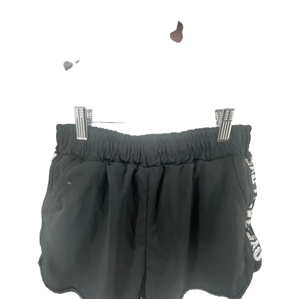 C-Mode Girls Black Love Graphic Athletic Pull-On Shorts Youth Size Medium